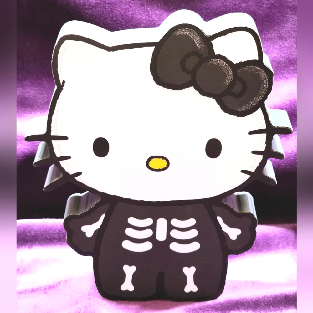 Hello Kitty Halloween Block Sign Wall or Shelf Art Hello Kitty Skeleton